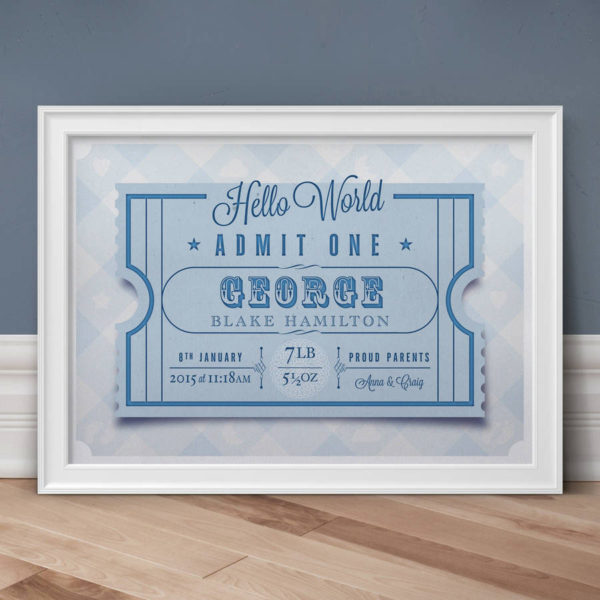 Hello World Personalised Birth Print