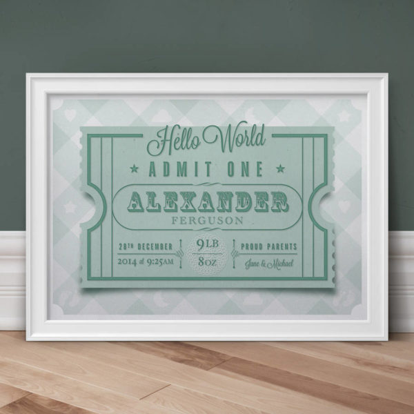 Hello World Personalised Birth Print