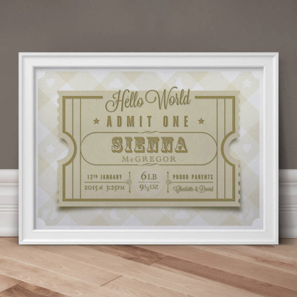 Hello World Personalised Birth Print Stone