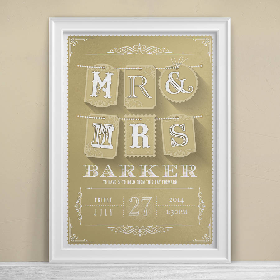 Mr & Mrs Personalised Wedding Print