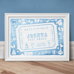Admit One Personalised New Baby Print - Duck Egg