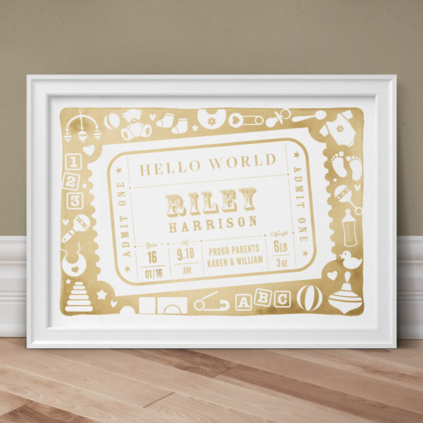 Admit One Personalised New Baby Print - Image 4