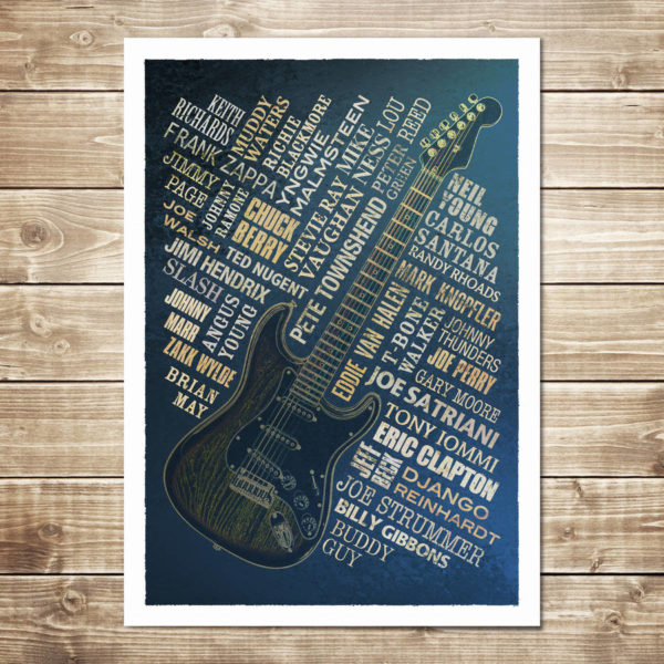 Guitar Legends Print - Navy