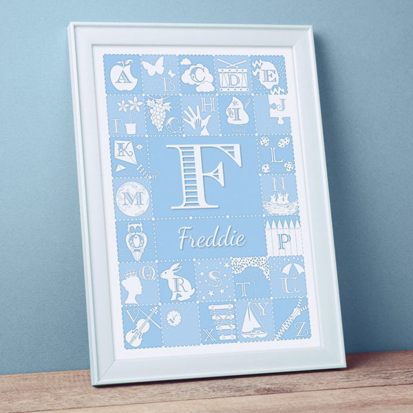 Personalised Alphabet ABC Print - Duck Egg