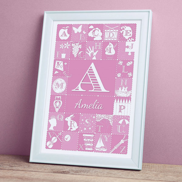 Personalised Alphabet ABC Print - Pink