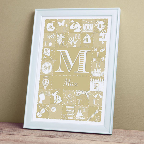 Personalised Alphabet ABC Print - Stone