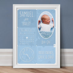 Personalised New Baby Photo Print - Duck Egg
