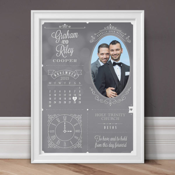 Personalised Wedding And Anniversary Photo Print - Slate